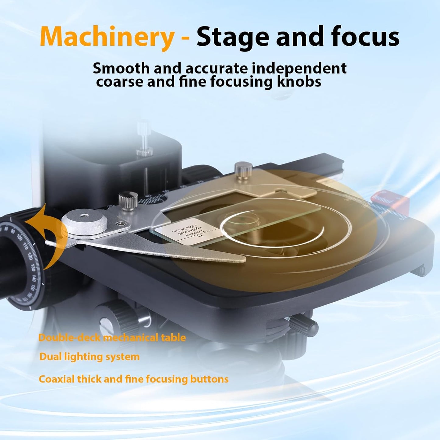 40X-2500X Microscope Laboratory Microscope for Adults with LED, Double 3D Mechanical Stage, Abbe Spotting Scope for Students Children Adults Laboratory Education Science Doppelt Tisch