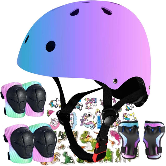 Kids Helmet,Toddler Skateboard Helmets for Ages 2-3-5-8-14 Years Boys Girls with Knee and Elbow Pads Wrist Guards fit Roller Skates,Skateboarding,Skating Scooter Adjustable Kids Helmet