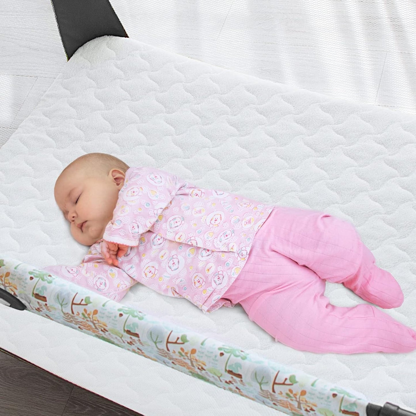 2 Pack Waterproof Pack and Play Mattress Protector Covers 28.5" x 41" for 4moms Breeze Playard Pad, Fit for 4moms Breeze Plus & Go Portable Playard, Quilted Cotton Terry Surface