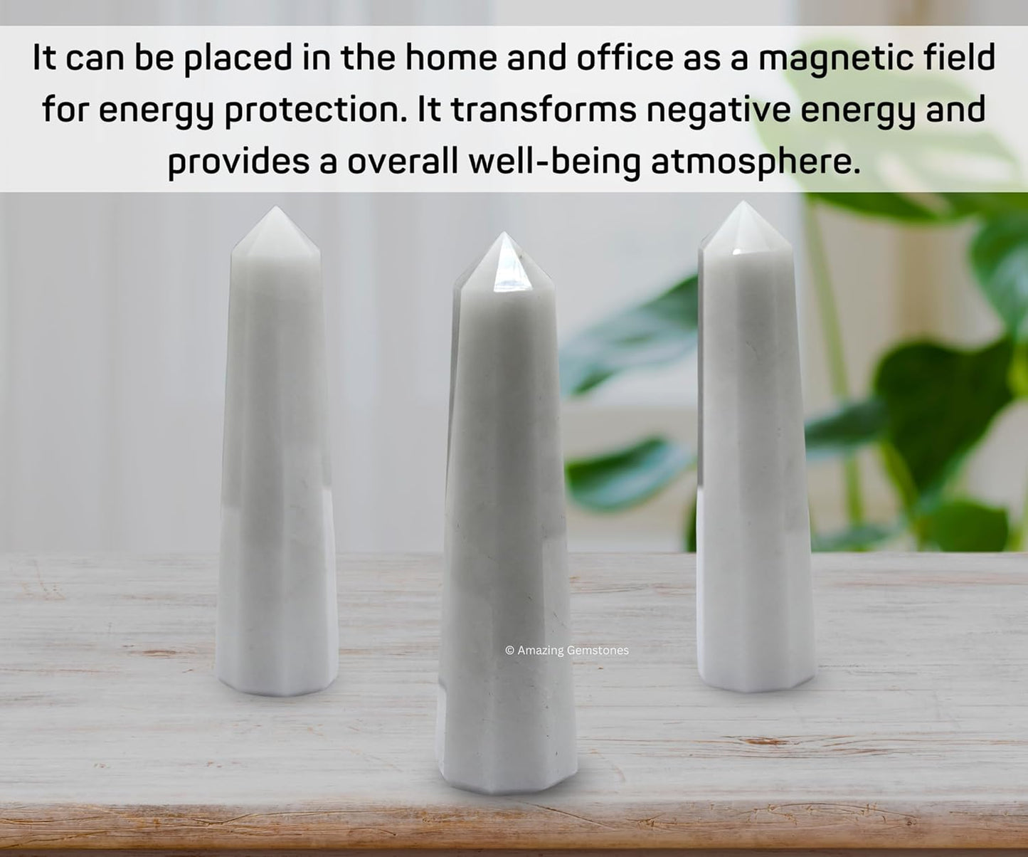 Amazing Gemstone Snow Quartz Crystal Towers - Natural Healing Crystal Point Obelisk for Reiki Healing and Crystal Grid (3 Inch)