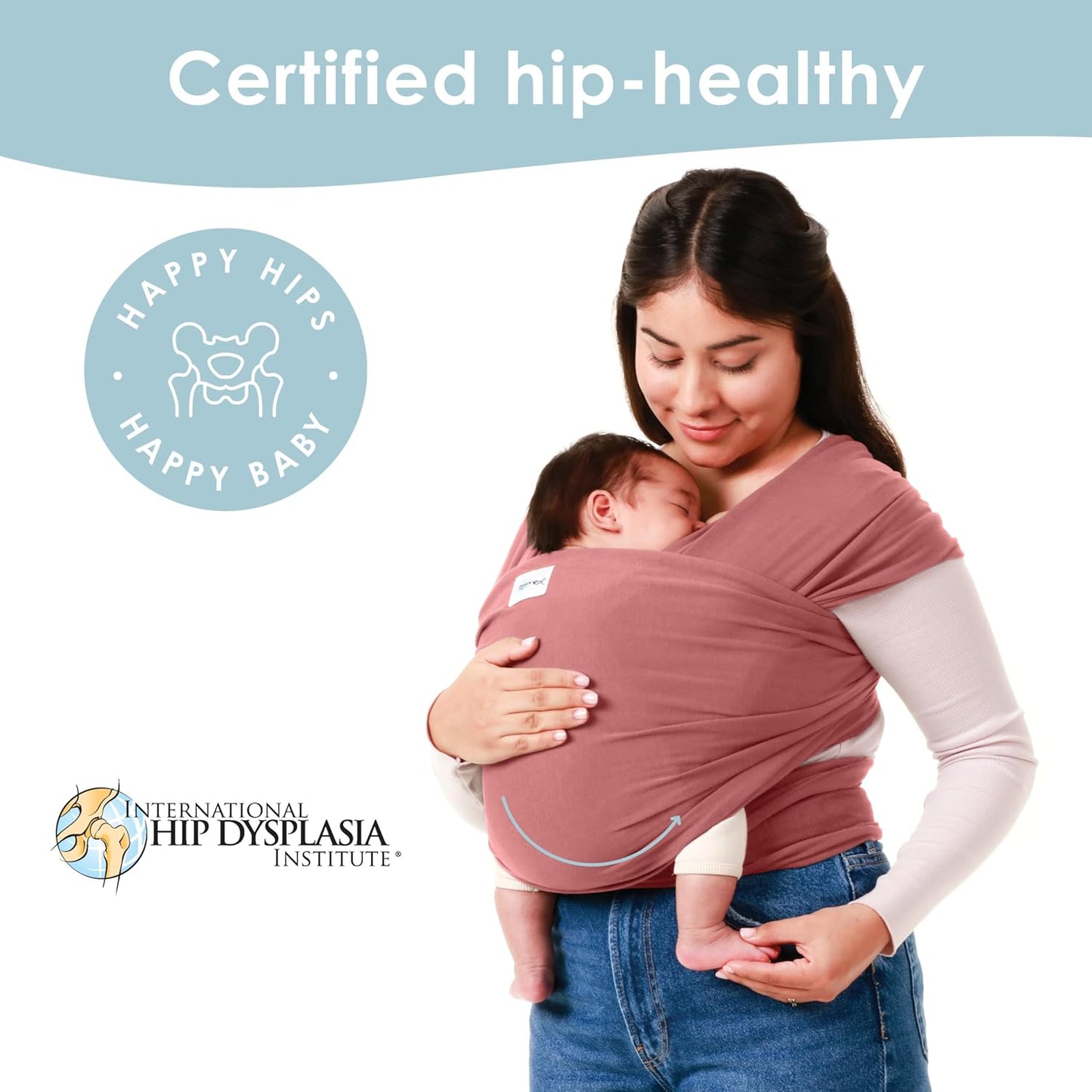 Sleepy Wrap Stretchy Ergonomic Baby Carrier Sling for Newborns to Toddlers - Hands-Free Lightweight Baby Wrap 7-35 lbs (Pink)