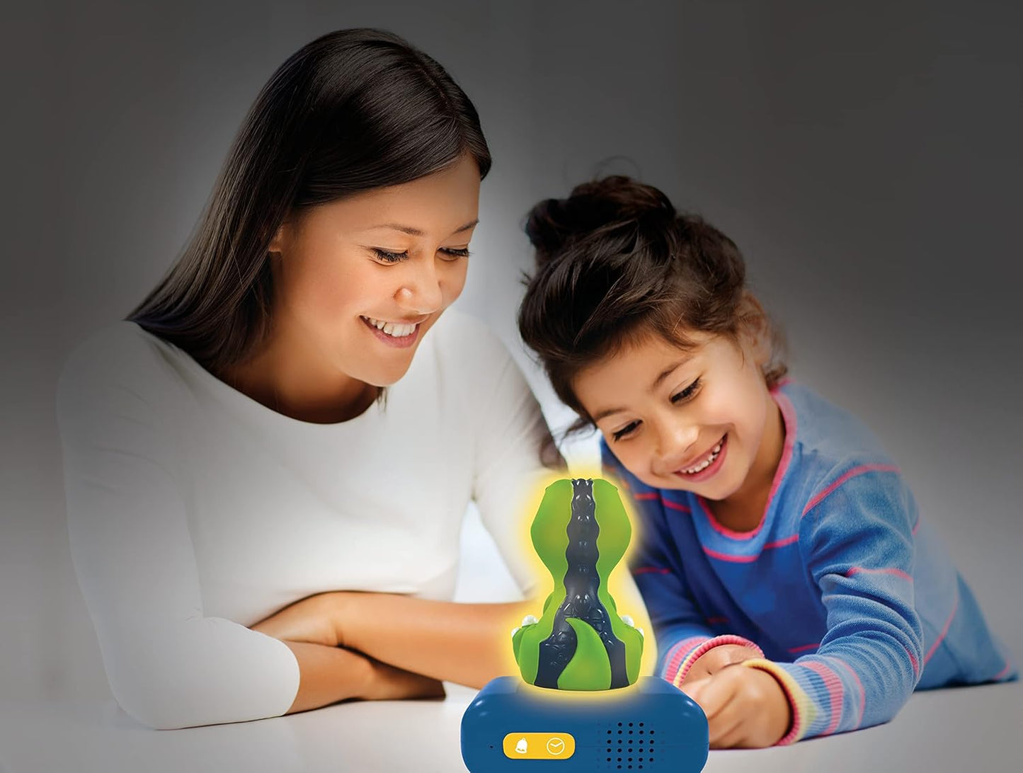 LEXiBOOK - Dinosaur Nightlight Alarm Clock, Clock, Alarm Clock for Boys and Girls, Snooze, Blue/Green - RL800DINO
