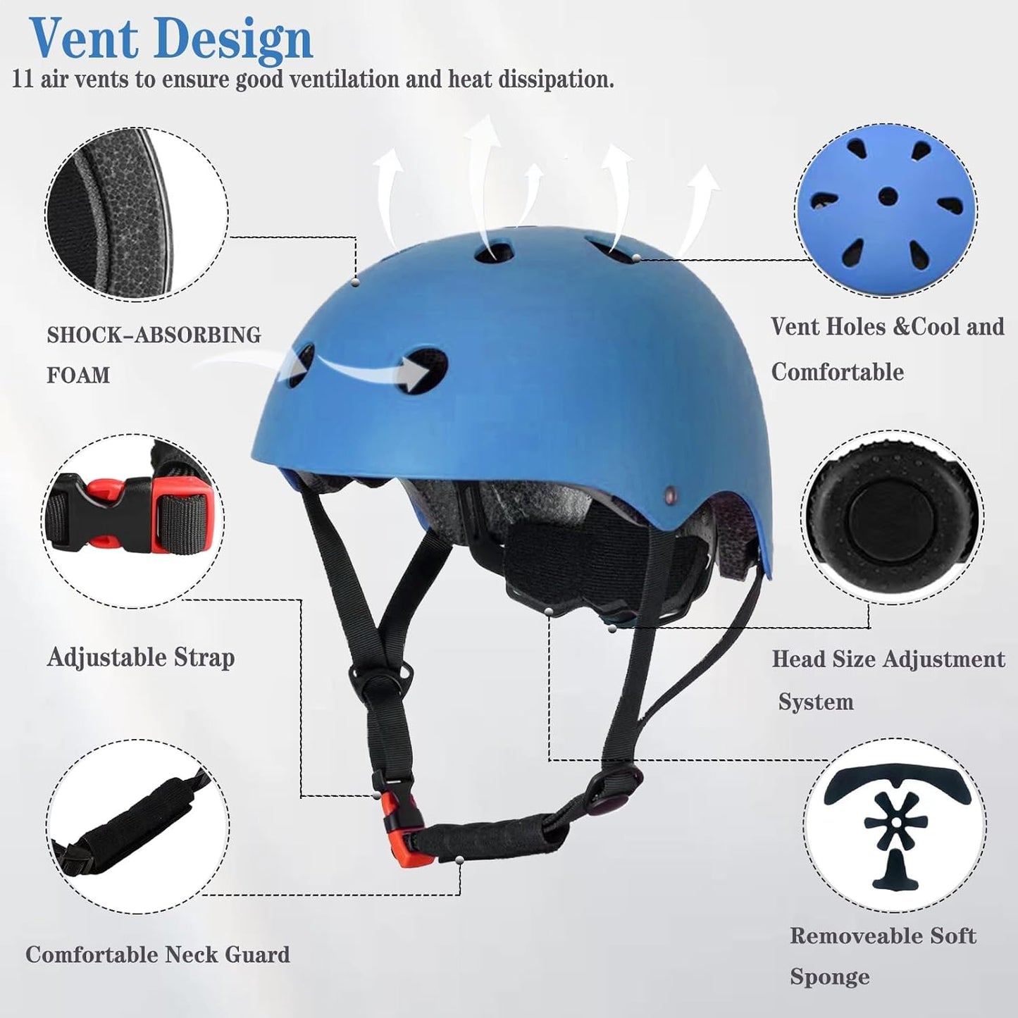 Kids Helmet,Toddler Skateboard Helmets for Ages 2-3-5-8-14 Years Boys Girls with Knee and Elbow Pads Wrist Guards fit Roller Skates,Skateboarding,Skating Scooter Adjustable Kids Helmet