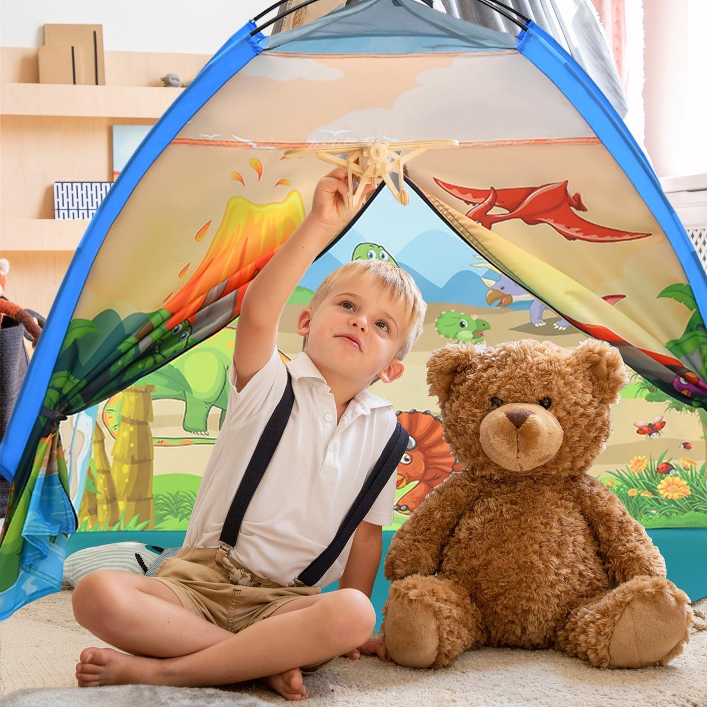 Kids Play Tents,the World of Dinosaurs Tents for Kids Indoor/Outdoor fun, Dinosaurs Dome Playhouse for Boys & Girls,Durable and Breathable Premium Material, Perfect Kidâs Gift- 47" x 47" x 43"