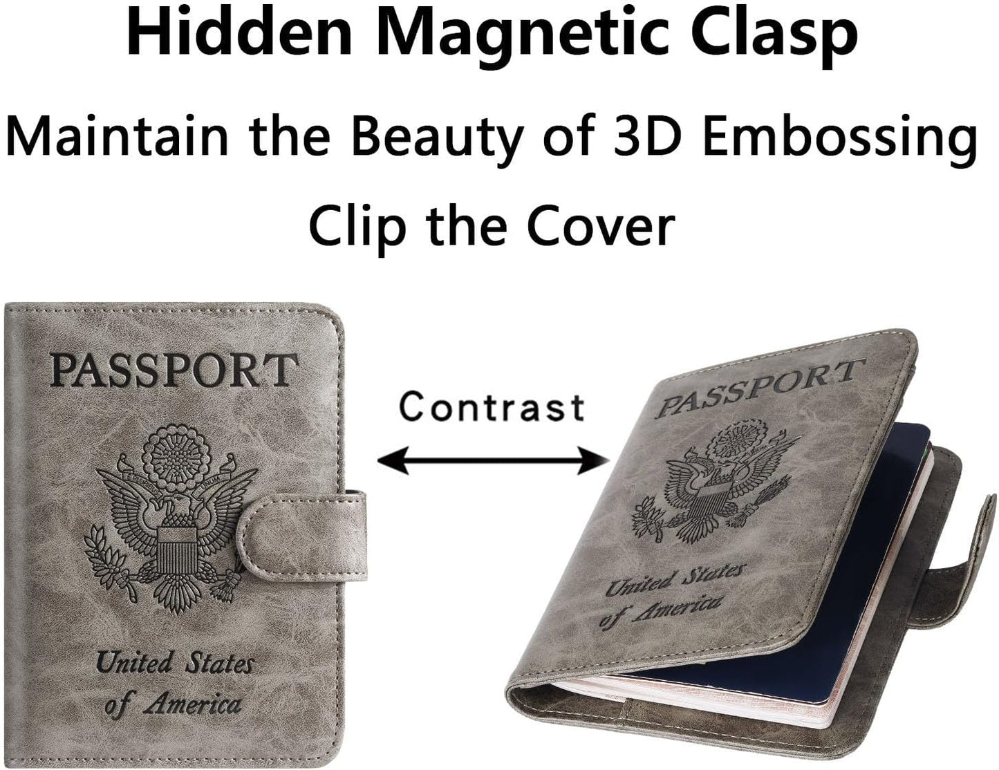 Airtag Passport Holder Cover Wallet RFID Blocking Leather Case Travel Essentials Luggage Accessories Travel Must Have(118#Grey)