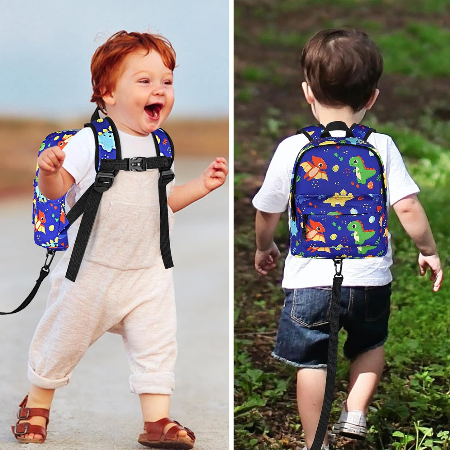 Accmor Toddler Backpack Leash Harness, Cute Kids Backpack with Anti Lost Wrist Link, Child Backpack Leash Baby Walking Harness Bag for Outdoor Travel, Mini Dinosaur Backpack Tether for Boys