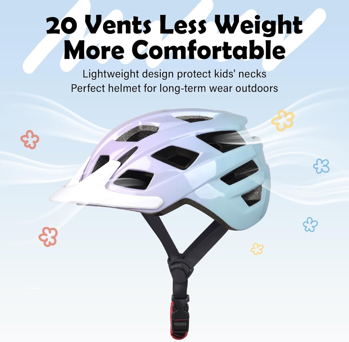 Kids Bike Helmet, 2 Size Adjustable for Youth Toddler Boys & Girls 3-5-8-10-12-14 Years, Child Helmets with Visor for Skating Cycling Scooter