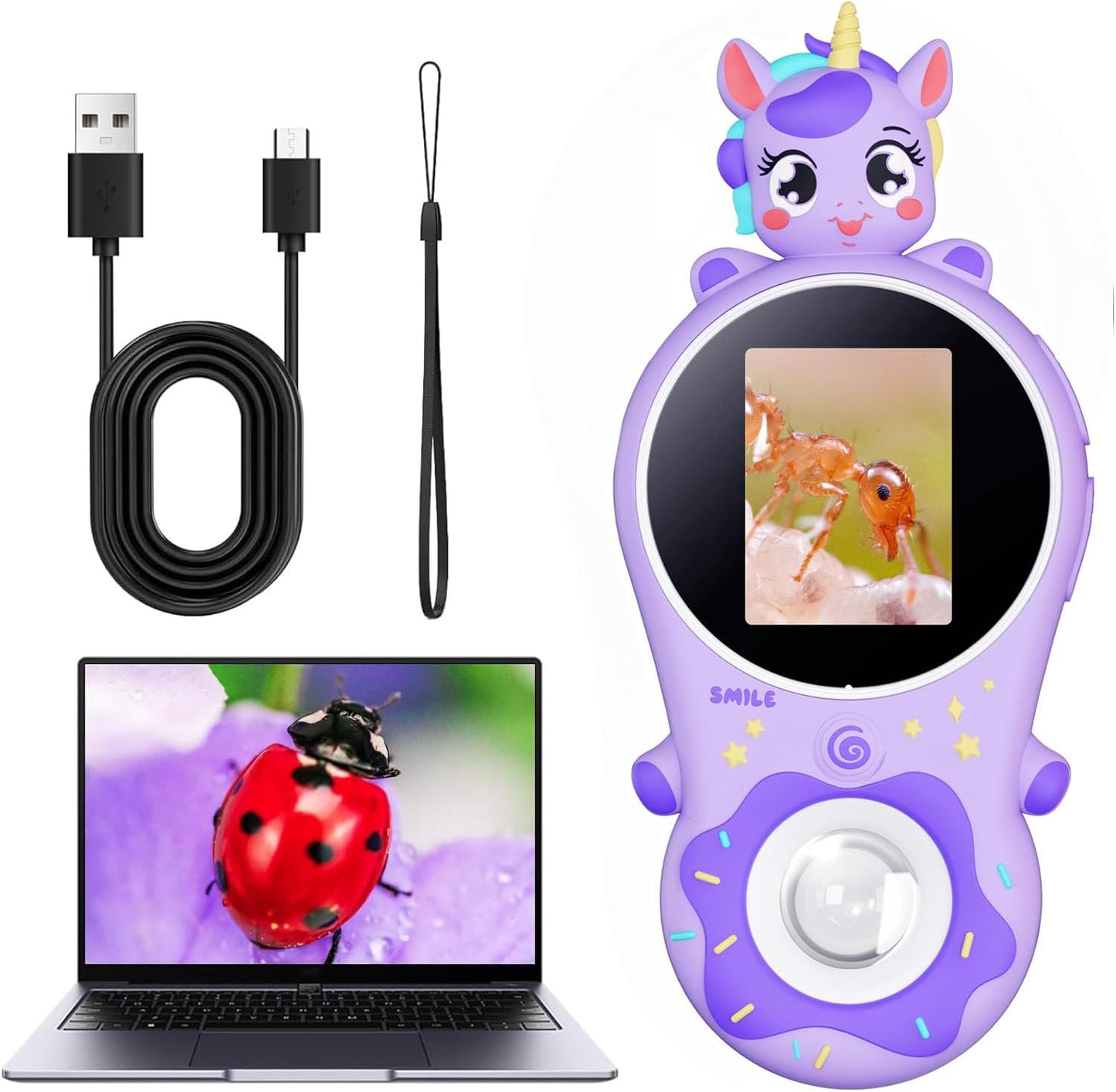 Kids Magnifying Glass with 8 Lights,Handheld Microscope for Stem Toys, Edu Gift Age 4-6 8-12 Children Students