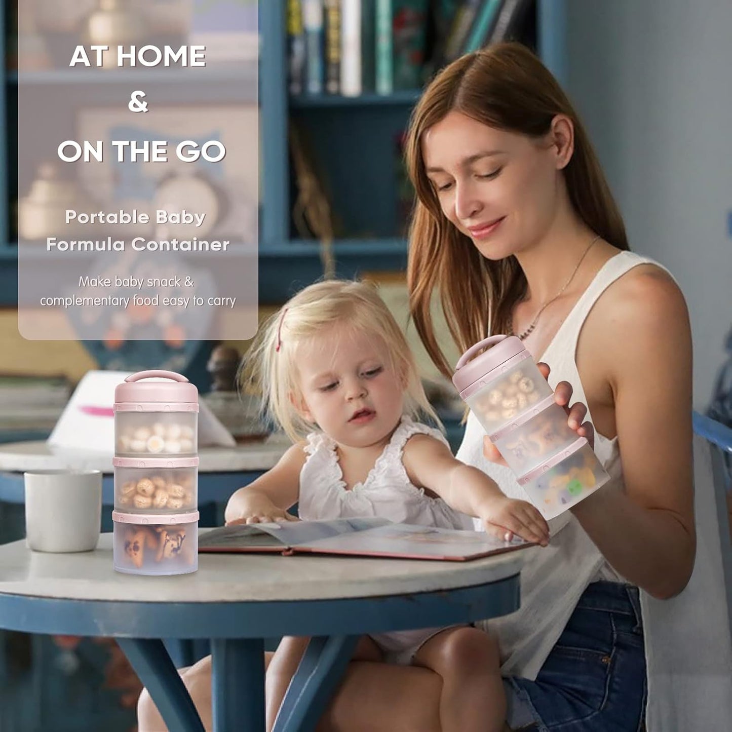 Termichy Stackable Formula Dispenser Portable Milk Powder Container, 2 Pack, Light Pink