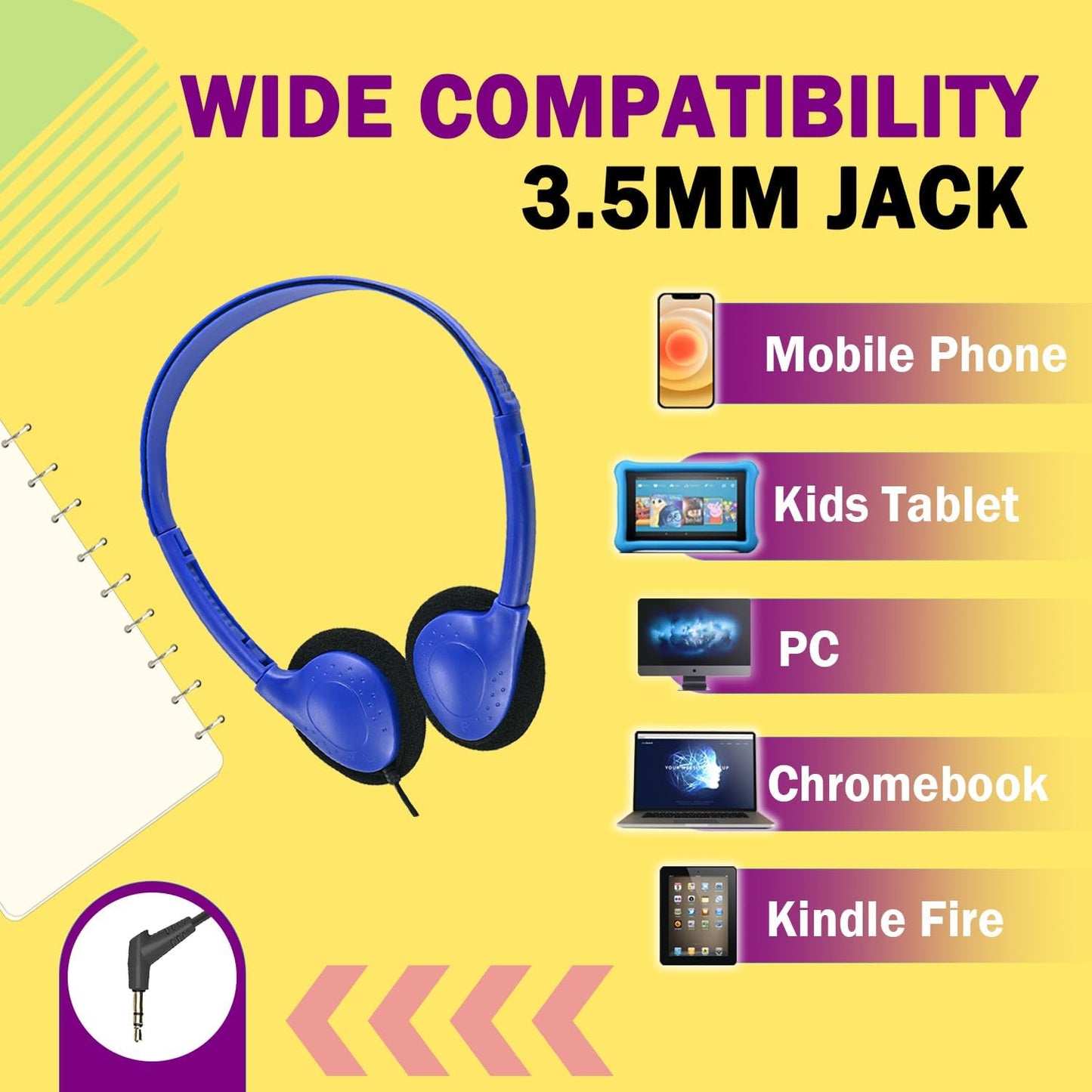 Kids Headphones Bulk 20 Pack for School Classroom Students Children Toddler Boys Girls Teen Adults