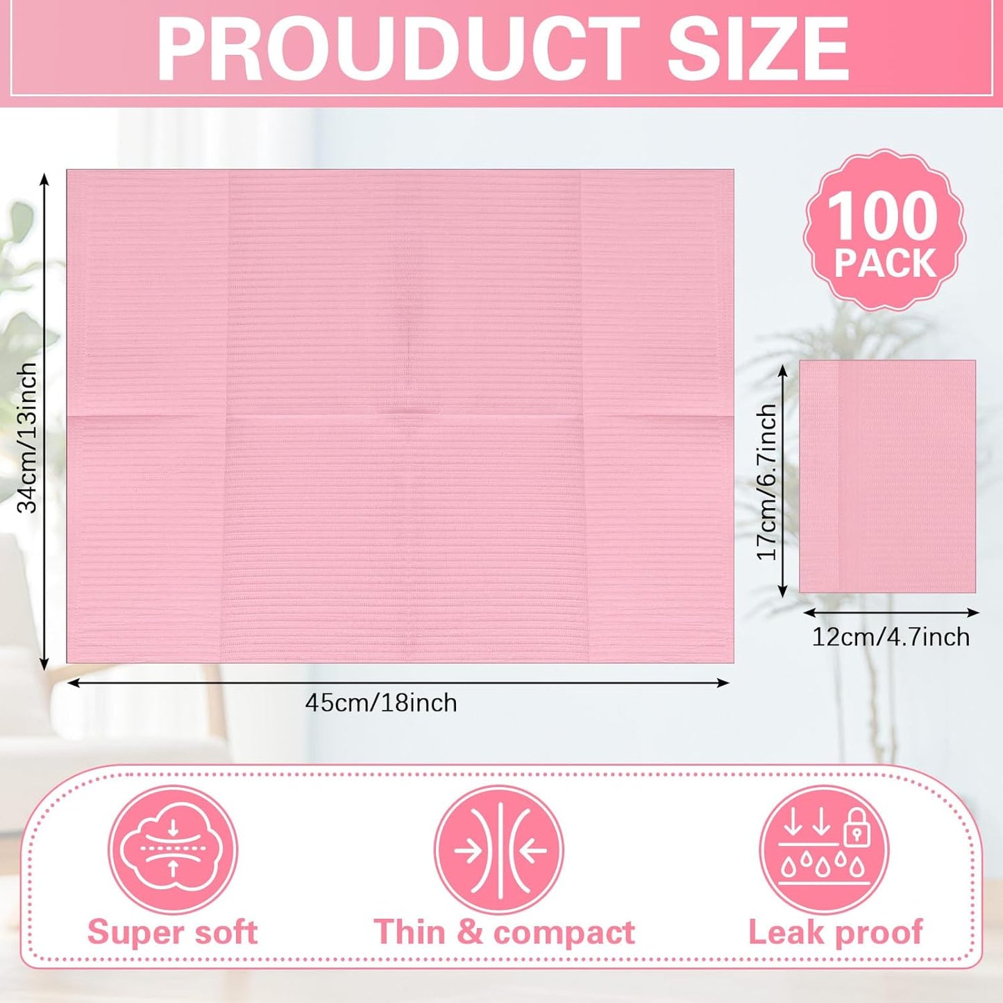 100pcs Disposable Changing Liner 2-ply Baby Changing Station Pad Disposable Changing Pads Diaper Changing Mat Portable Sanitary Liner Refills for Commercial Restrooms (Pink)