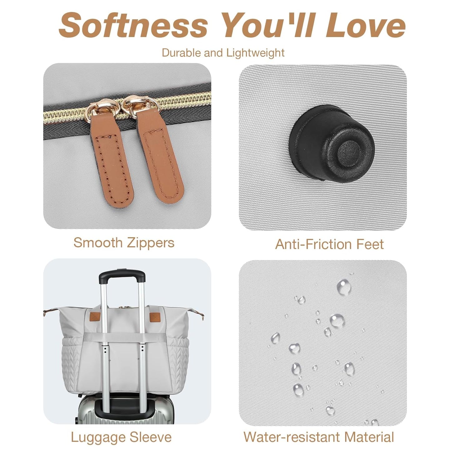 Diaper Bag Tote, Large Diaper Bags Waterproof, Hospital Bag for Labor Delivery, Baby Bag with Pacifier Case, Travel Diaper Tote with Changing Pad, Grey