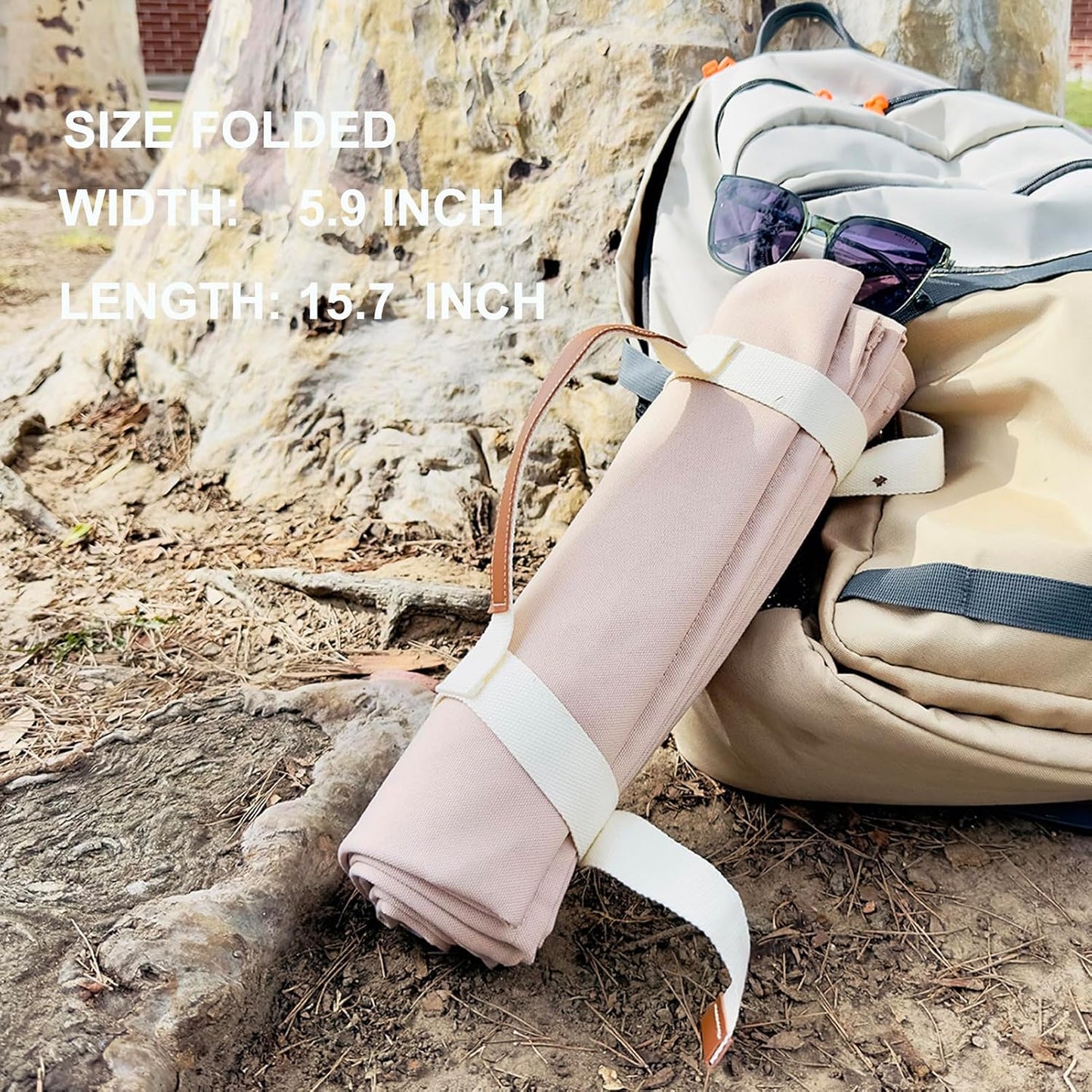 4'9" x 6'3" White Lightweight Water-Resistant Canvas Mat – Picnic, Outdoor, Beach, Park, Camping, Toy Mat