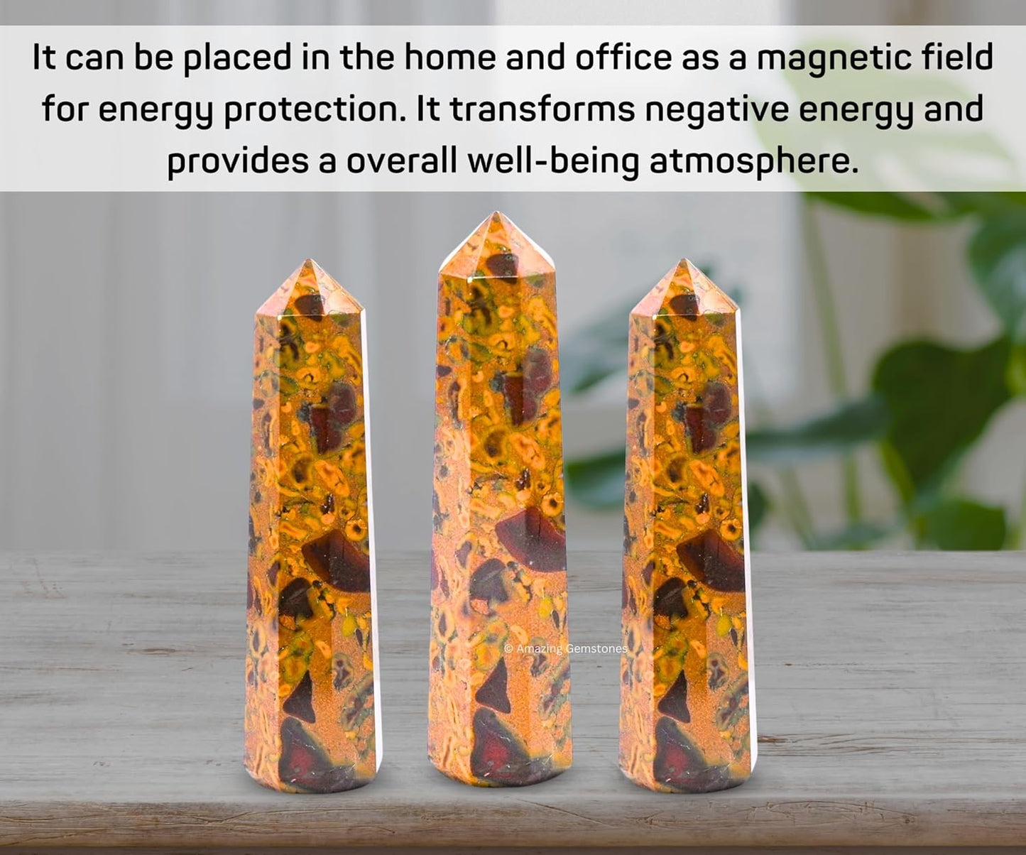 Amazing Gemstone Fruit Jasper Crystal Towers - Natural Healing Crystal Point Obelisk for Reiki Healing and Crystal Grid (3 Inch)