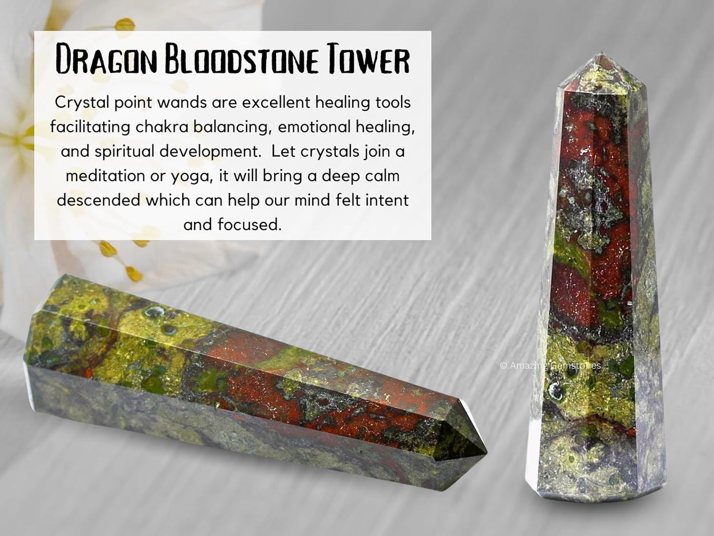 Amazing Gemstone Dragon Bloodstone Crystal Towers - Natural Healing Crystal Point Obelisk for Reiki Healing and Crystal Grid (2 Inch to 3 Inch)