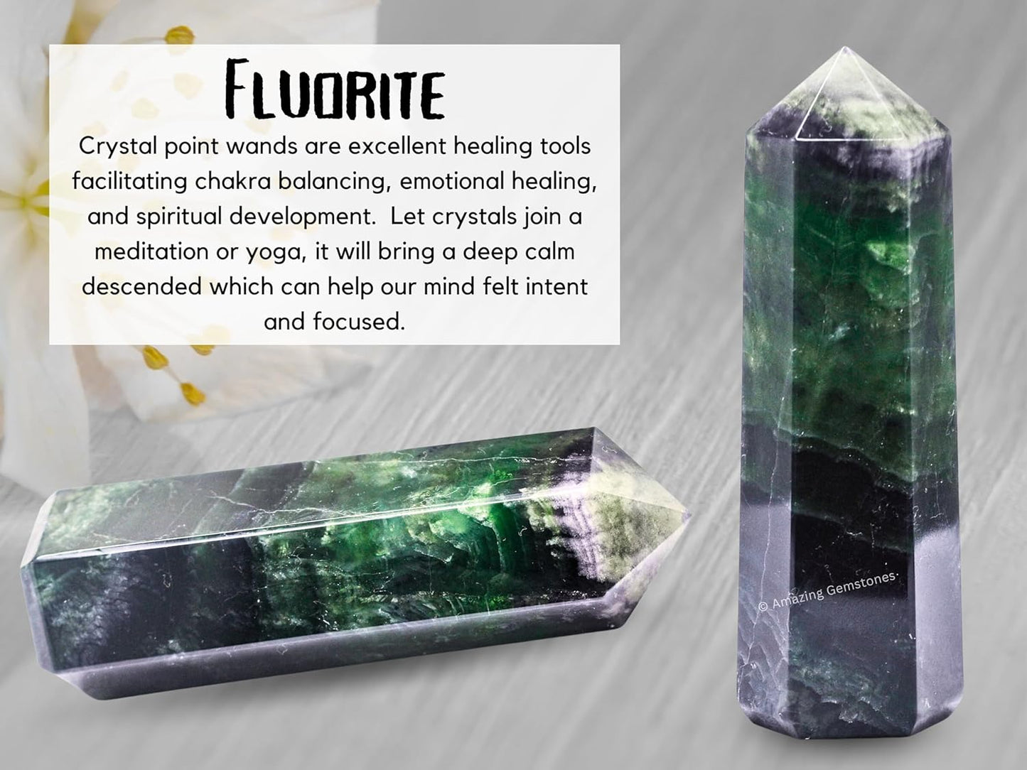 Amazing Gemstone Large Fluorite Crystal Towers ~ Natural Healing Crystal Point Obelisk for Reiki Healing and Crystal Grid (5.5" to 6" INCH)