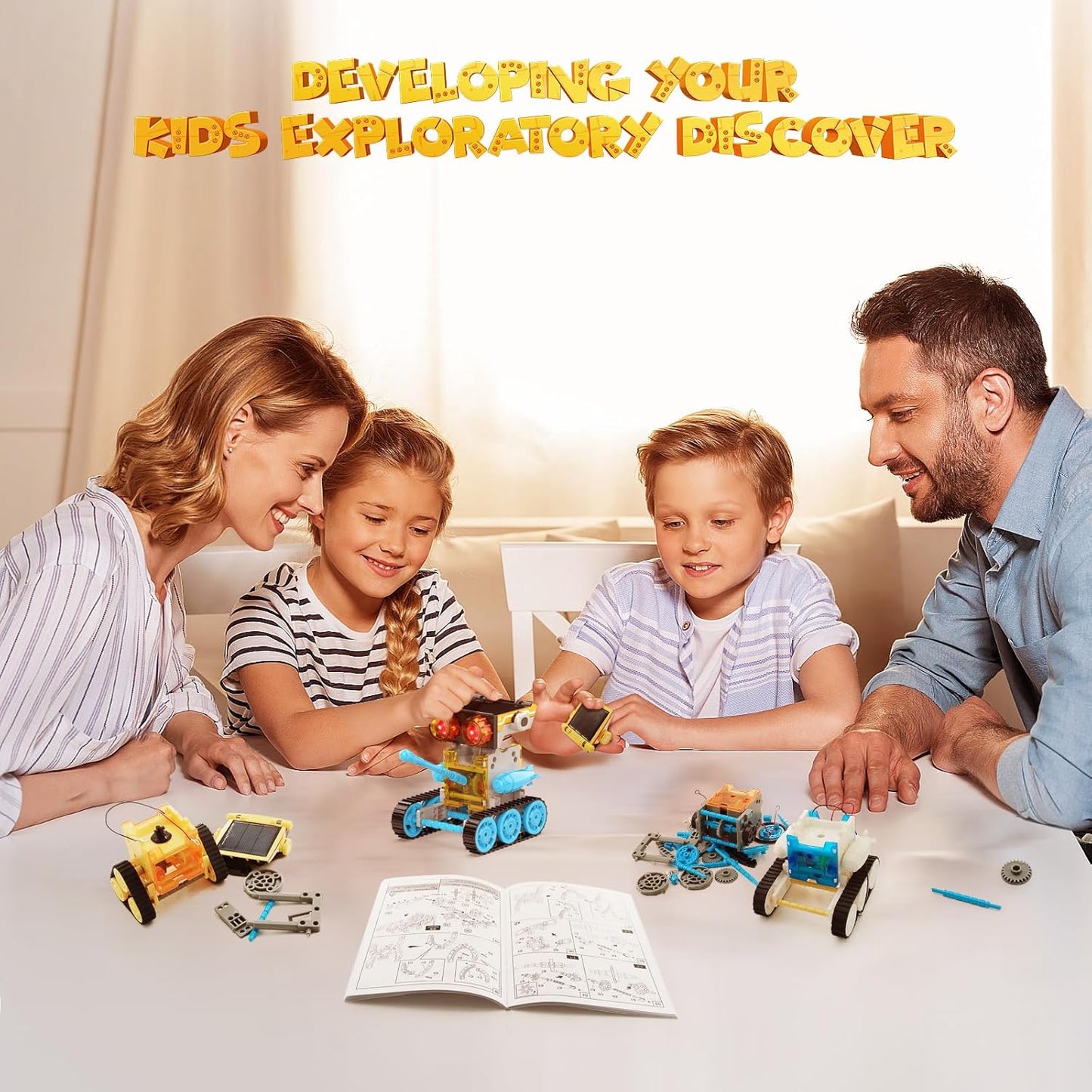 30-in-1 Solar Robot Kit - 243 Pieces, STEM Educational Building Set for Kids Aged 8-12, Science Experiment Gift for Birthdays (Blue)