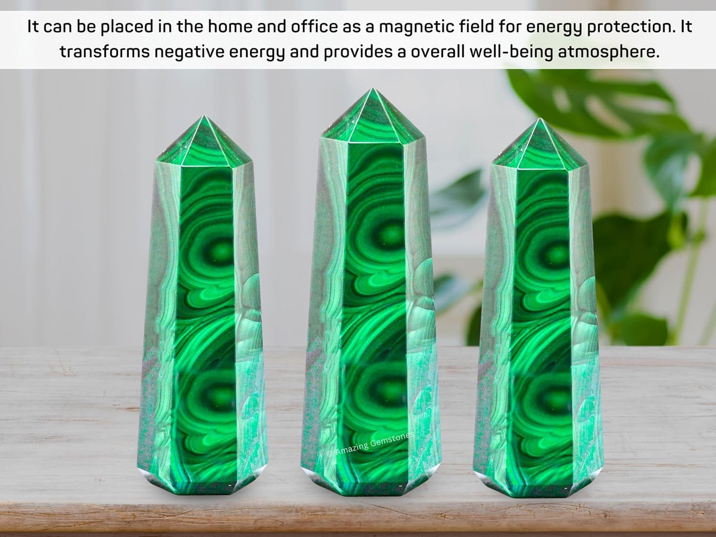 Amazing Gemstone Large Malachite Crystal Towers ~ Natural Healing Crystal Point Obelisk for Reiki Healing and Crystal Grid (5.5" to 6" INCH)