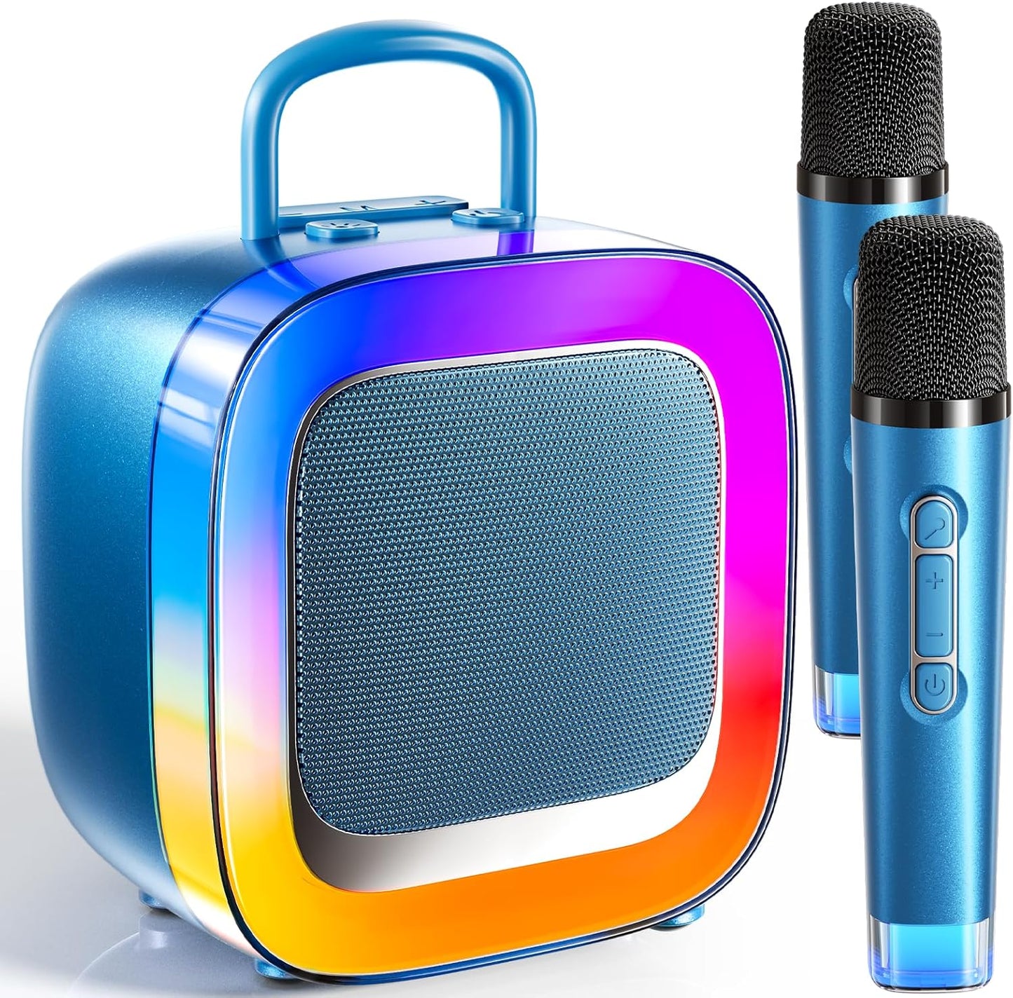 Kinglucky Kid-Friendly Karaoke Machine for Kids with 2 Microphones (2025 Upgrade) Gifts for Girls Most Popular 3-12 Year Old Girl Gifts 3 4 5 6 7 8 9 10 11 12 Year Old Girl Birthday Gift Gold Blue