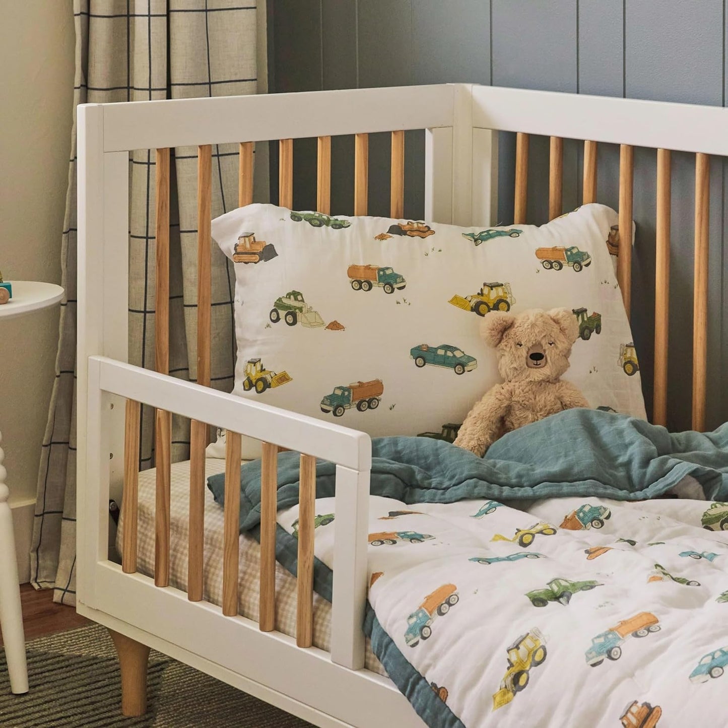 Little Unicorn Standard Pillowcase 2 Pack | Super Soft & Breathable Muslin Fabric | Snug Envelope Closure (Work Trucks)