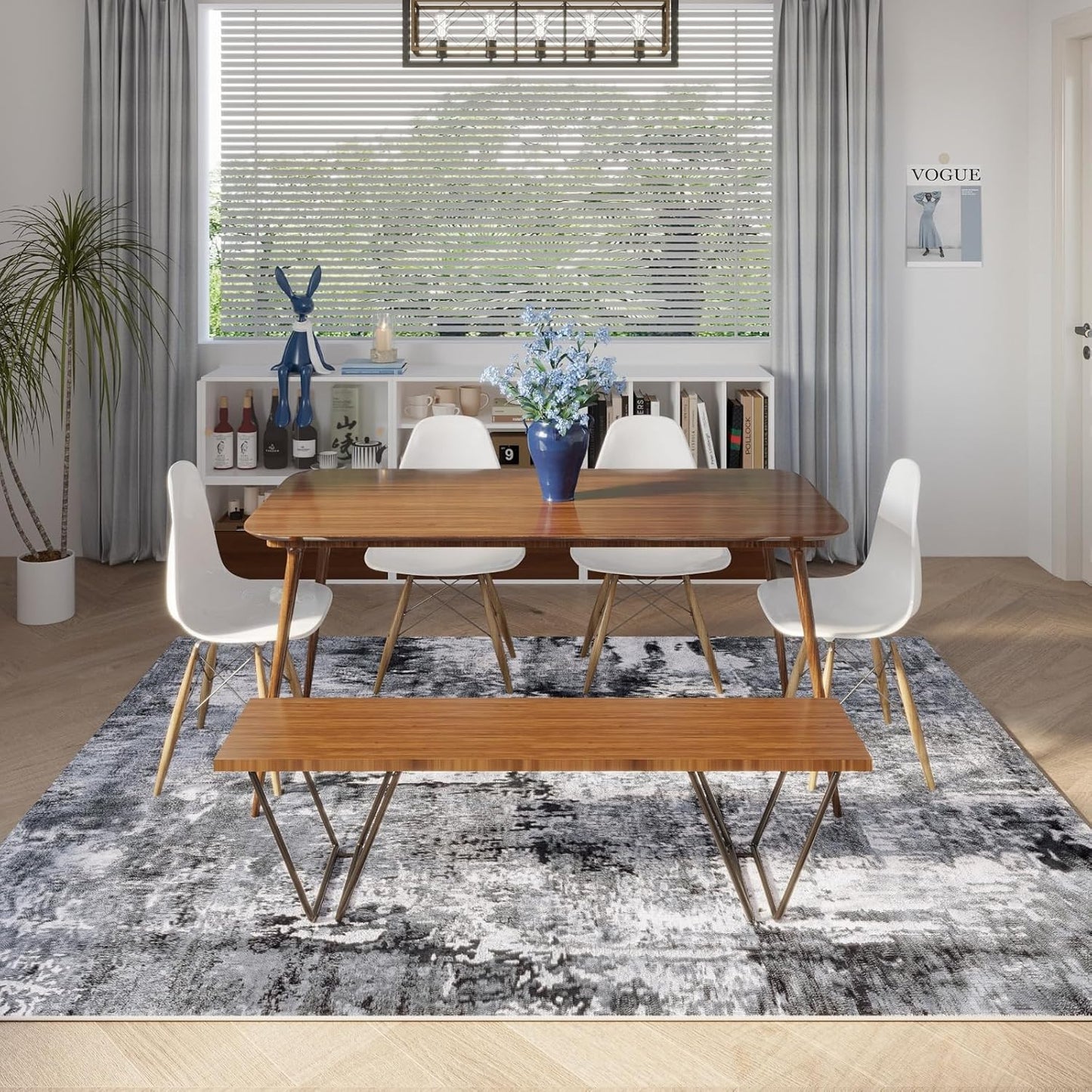 9x12 Rug Washable Boho Rug Soft Large Area Rug Non-Slip Non-Shedding Faux Wool Vintage Rug for Living Room, Farmhouse, Dining Room, Indoor, Kids Playroom, Grey and Black