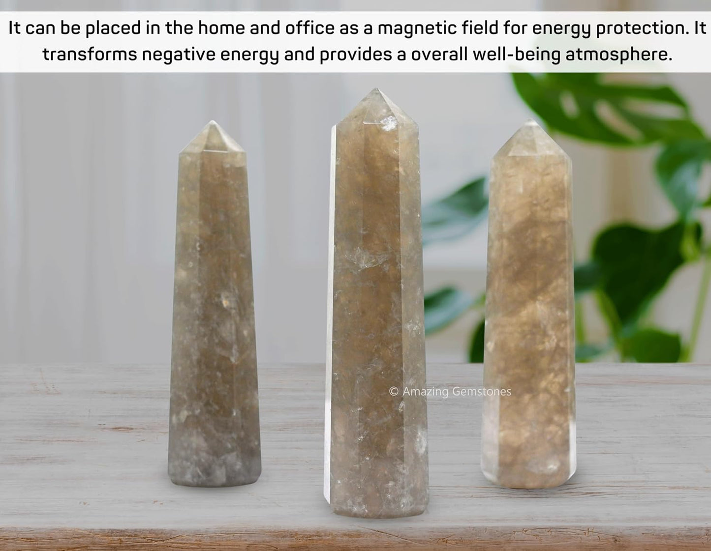 Amazing Gemstone Smoky Quartz Crystal Towers - Natural Healing Crystal Point Obelisk for Reiki Healing and Crystal Grid (3 Inch)