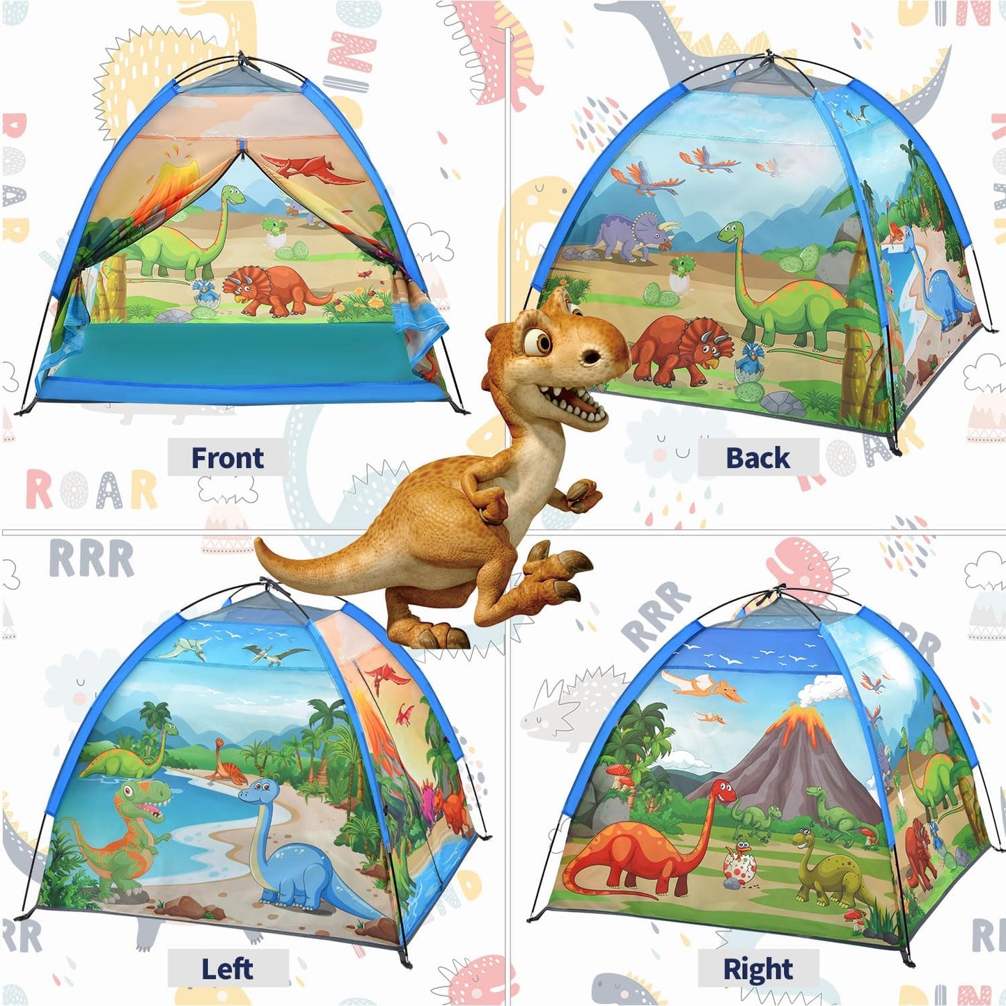 Kids Play Tents,the World of Dinosaurs Tents for Kids Indoor/Outdoor fun, Dinosaurs Dome Playhouse for Boys & Girls,Durable and Breathable Premium Material, Perfect Kidâs Gift- 47" x 47" x 43"