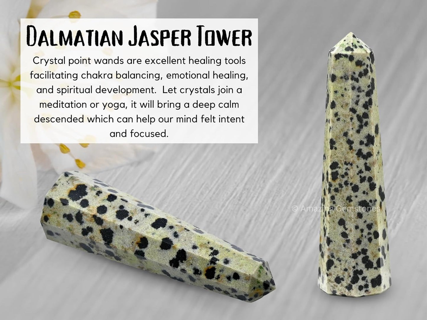 Amazing Gemstone Dalmatian Jasper Crystal Towers ~ Natural Healing Crystal Point Obelisk for Reiki Healing and Crystal Grid (2 to 3 INCH)