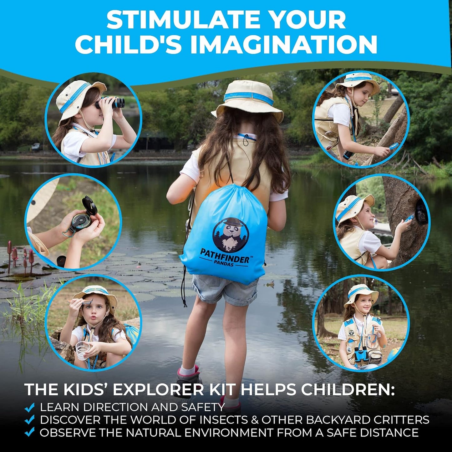 Kids Explorer Kit with Safari Vest & Hat for 3-12 Year Old Boys & Girls - Safari Costume & Dress Up as Zoo Keeper, Paleontologist - Giftable Outdoor Adventure Kit for Kids + Adventure Book