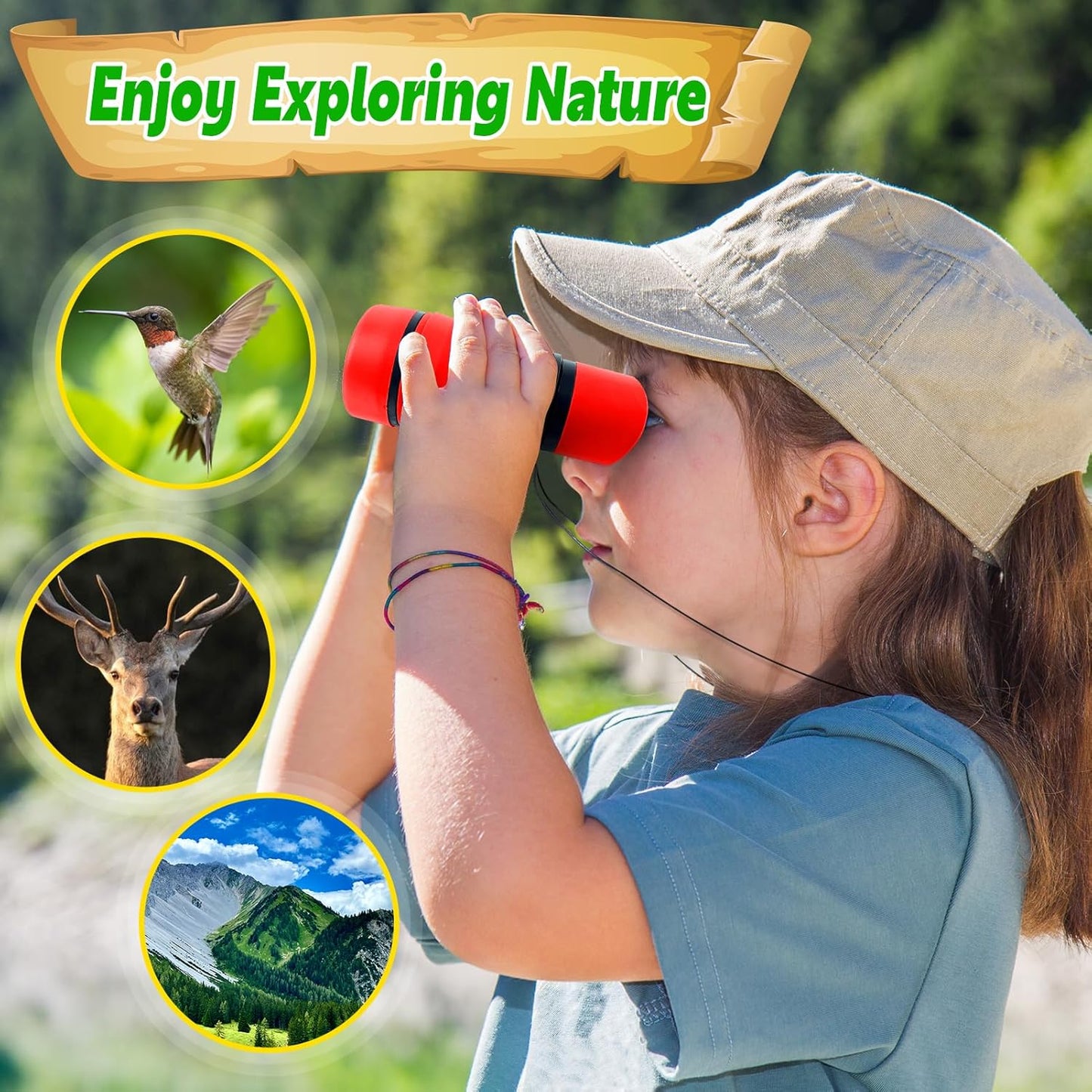 Kids Binoculars, Ages 3-12, Perfect for Bird Watching, Camping, Outdoor Exploration