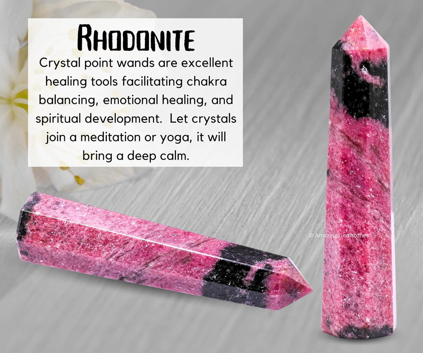 Amazing Gemstone Rhodonite Crystal Towers - Natural Healing Crystal Point Obelisk for Reiki Healing and Crystal Grid (2 Inch to 3 Inch)