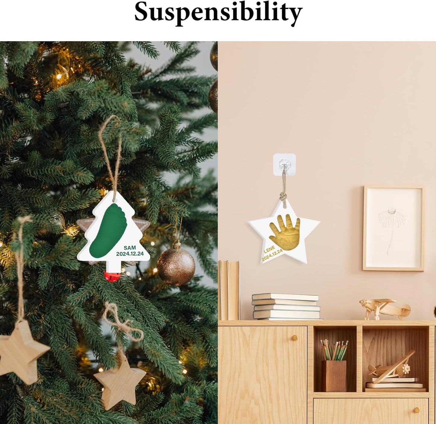 Baby Handprint Footprint Keepsake Ornament Kit, Personalized Baby Foot Printing Kit for Newborn Clay Impression Handmade DIY Imagination to Create