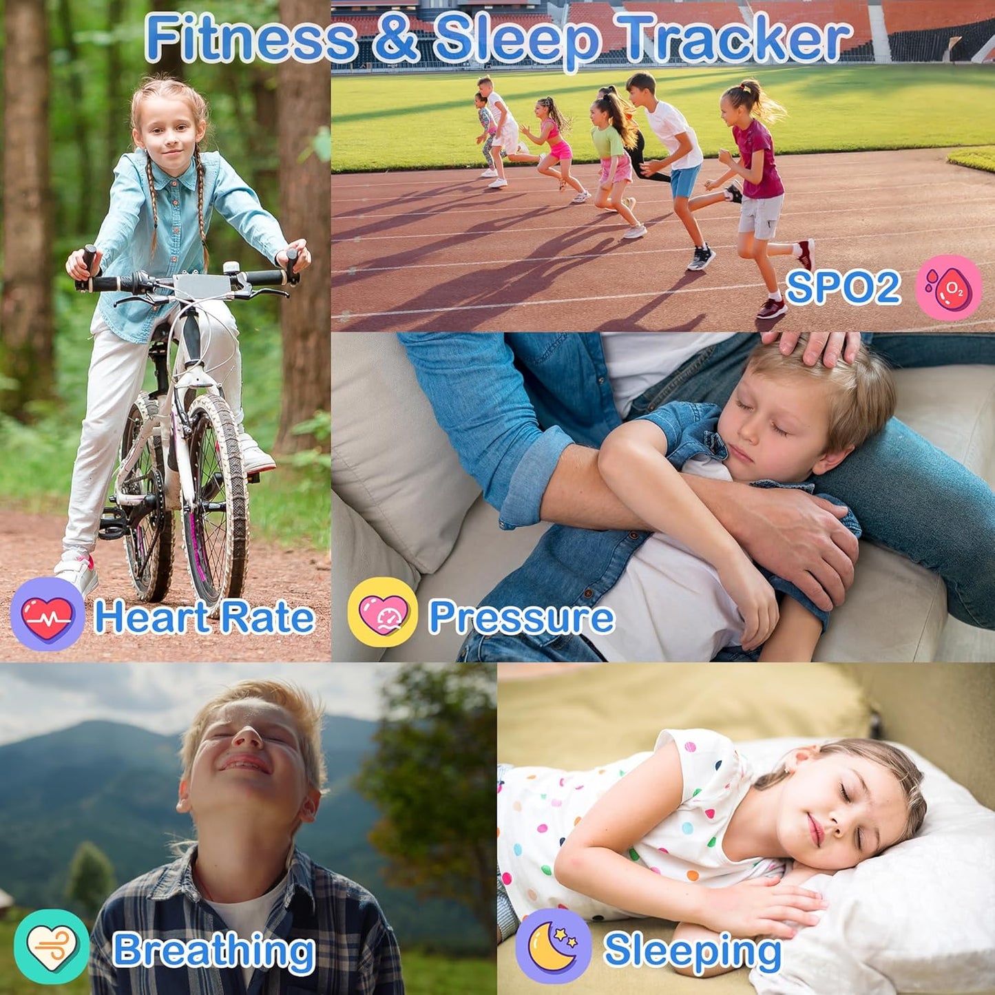 Kids Smart Watch Boys with Fitness & Sleep Tracker, Waterproof Smart Watch for Kids Age 5-12, Sport Modes Heart Rate SOS Button HD Camera DIY Dial Games Music Recorder, NO APP/Phone, Boys Gifts Toys