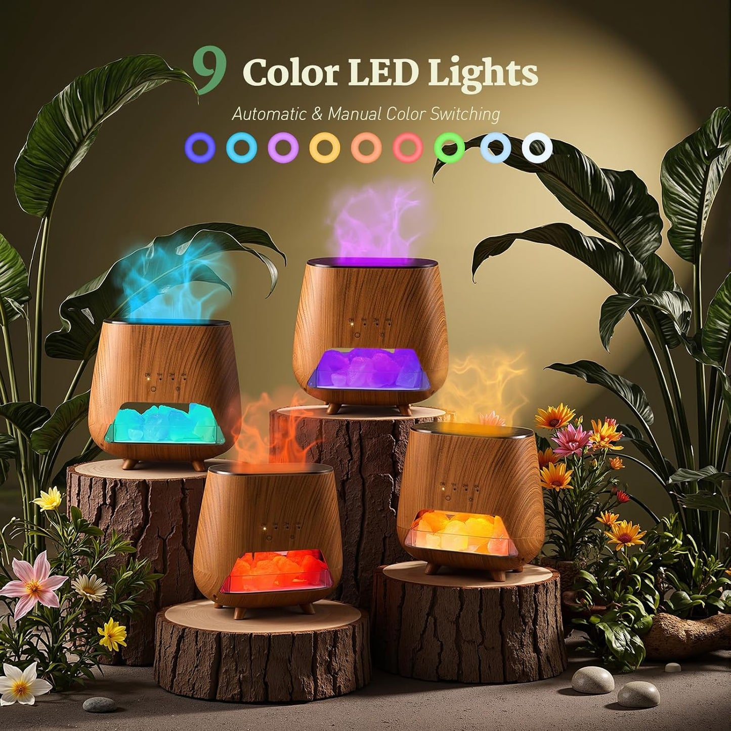 Scent Diffuser Upgraded with 9 Colors LED Light for Bedroom