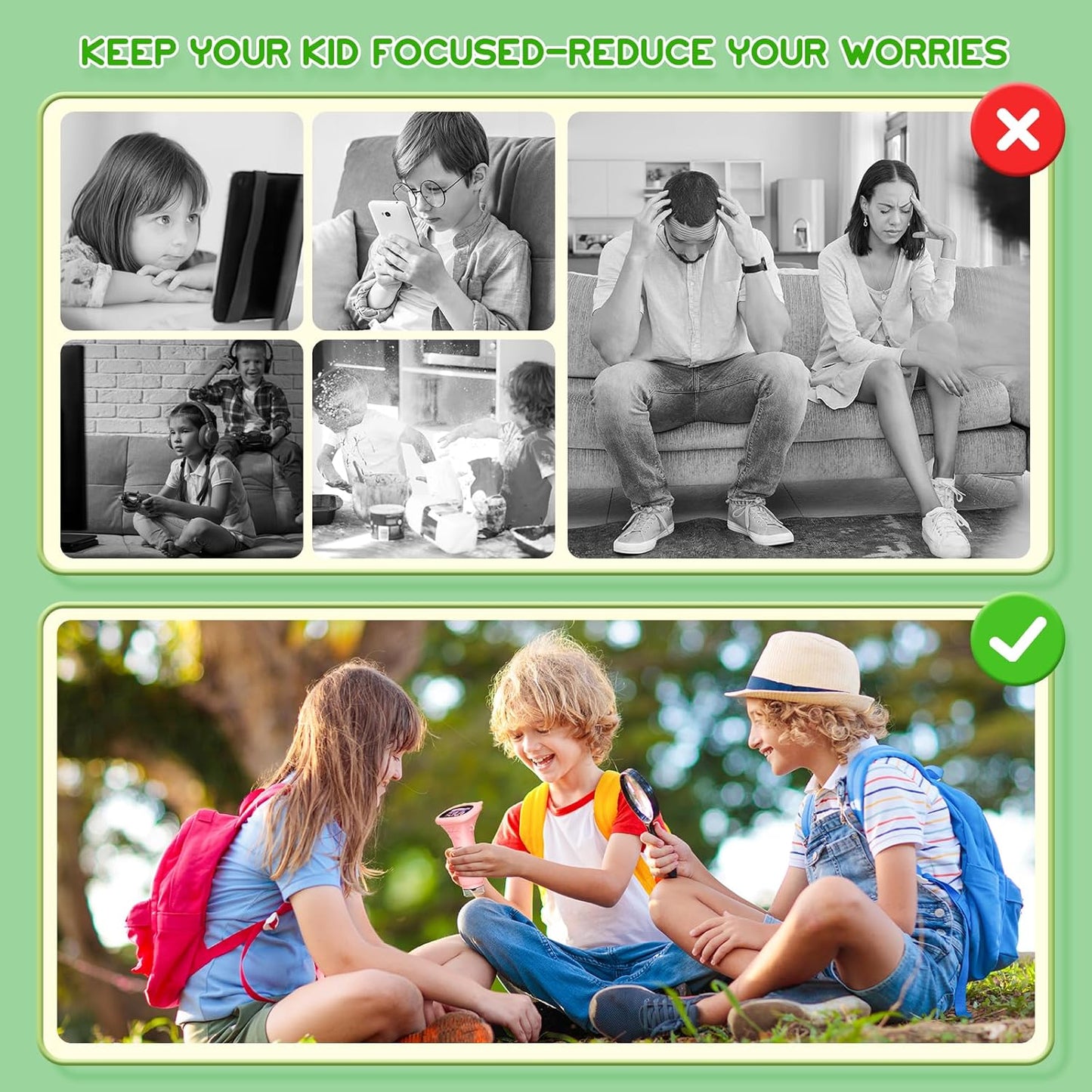 Kids Magnifying Glass, 2.0 Inch Digital Screen Mini Pocket Microscope for Bug - 200x Zoom Handheld Microscope with Adjustable Lights, Edu Birthday Gifts for Age 3-12 Girls