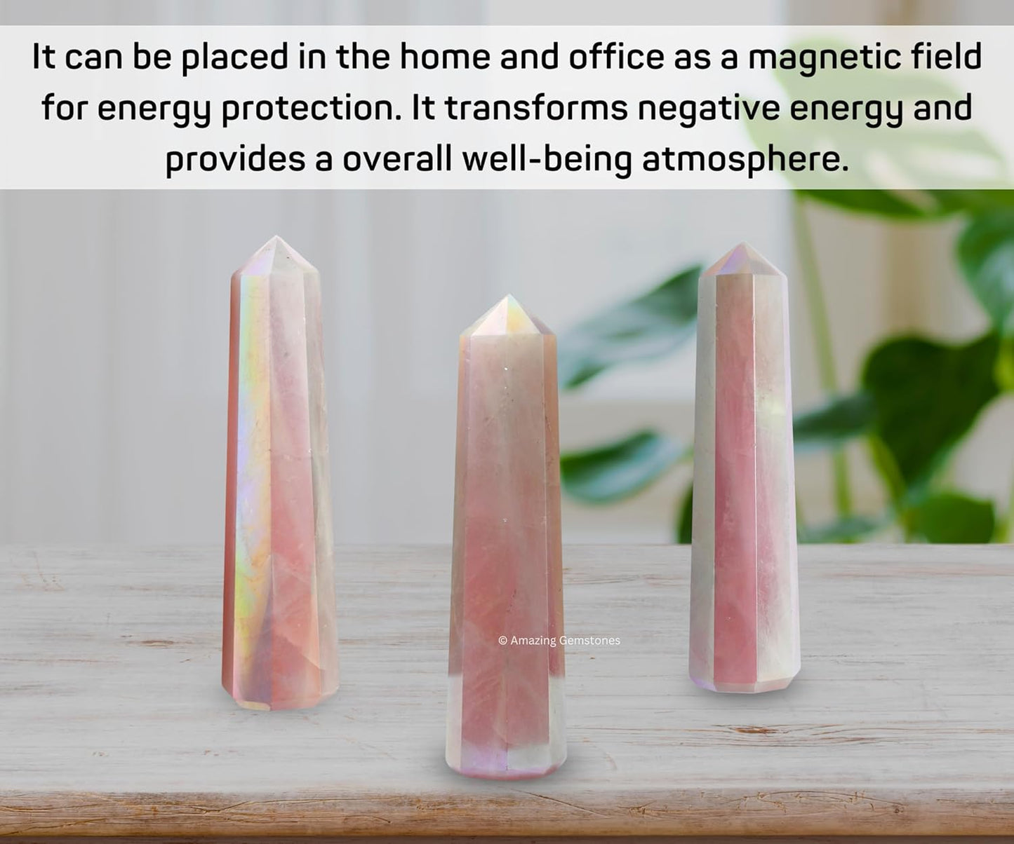 Amazing Gemstone Angel Aura Rose Quartz Crystal Towers ~ Natural Healing Crystal Point Obelisk for Reiki Healing and Crystal Grid (3- Inch)