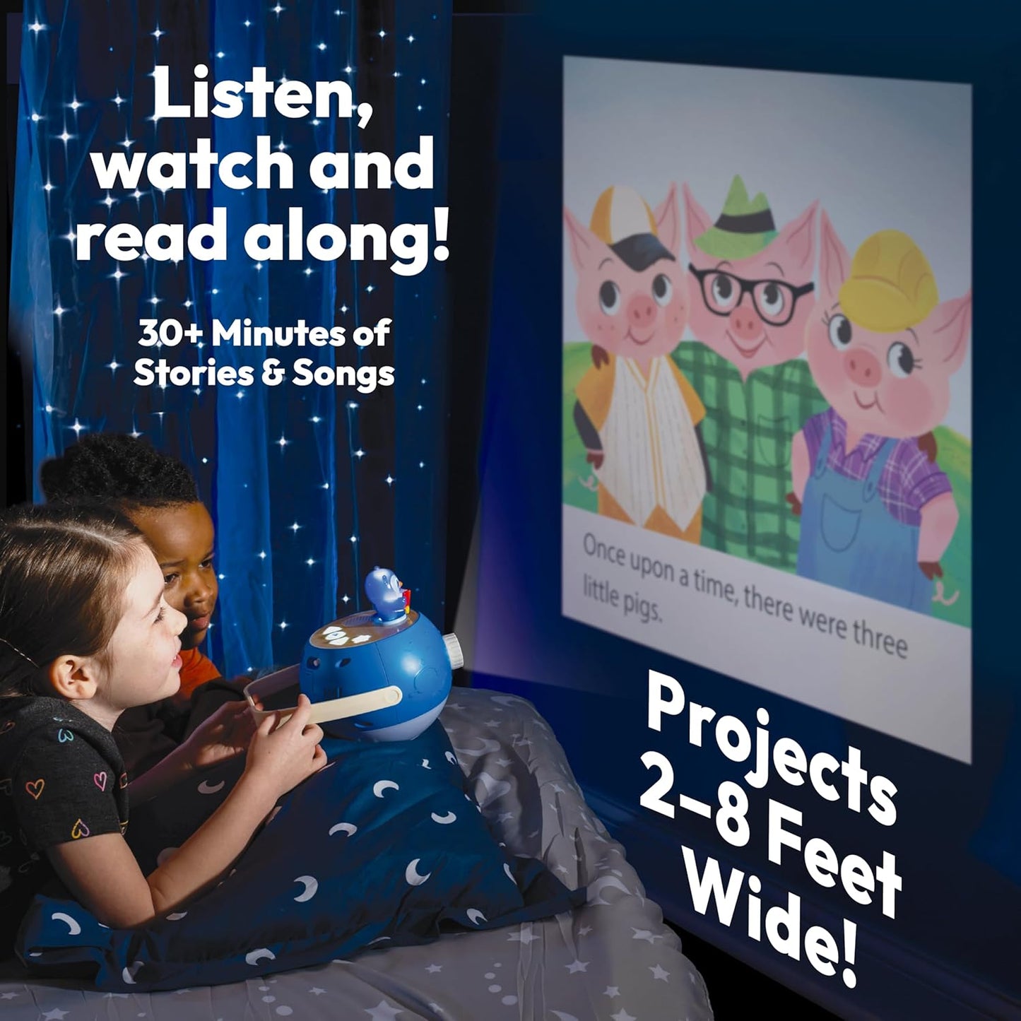 Kids Book Projector - 5 Read-Aloud Stories, 5 Songs, Night Light & Soothing Dream Music | Children Ages 3+ Storytime Projector for Kids & Toddlers | Educational Toys, Owl