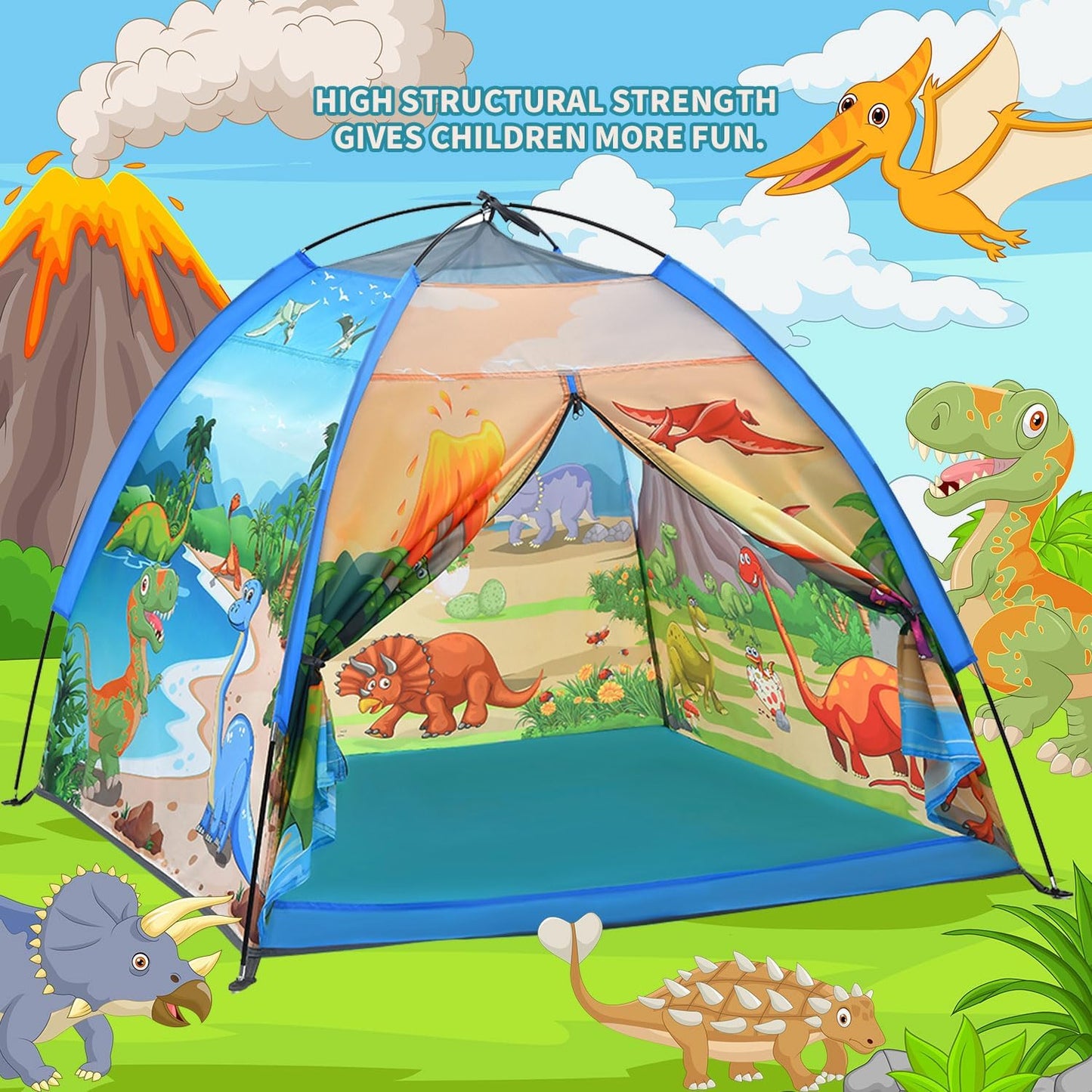 Kids Play Tents,the World of Dinosaurs Tents for Kids Indoor/Outdoor fun, Dinosaurs Dome Playhouse for Boys & Girls,Durable and Breathable Premium Material, Perfect Kidâs Gift- 47" x 47" x 43"