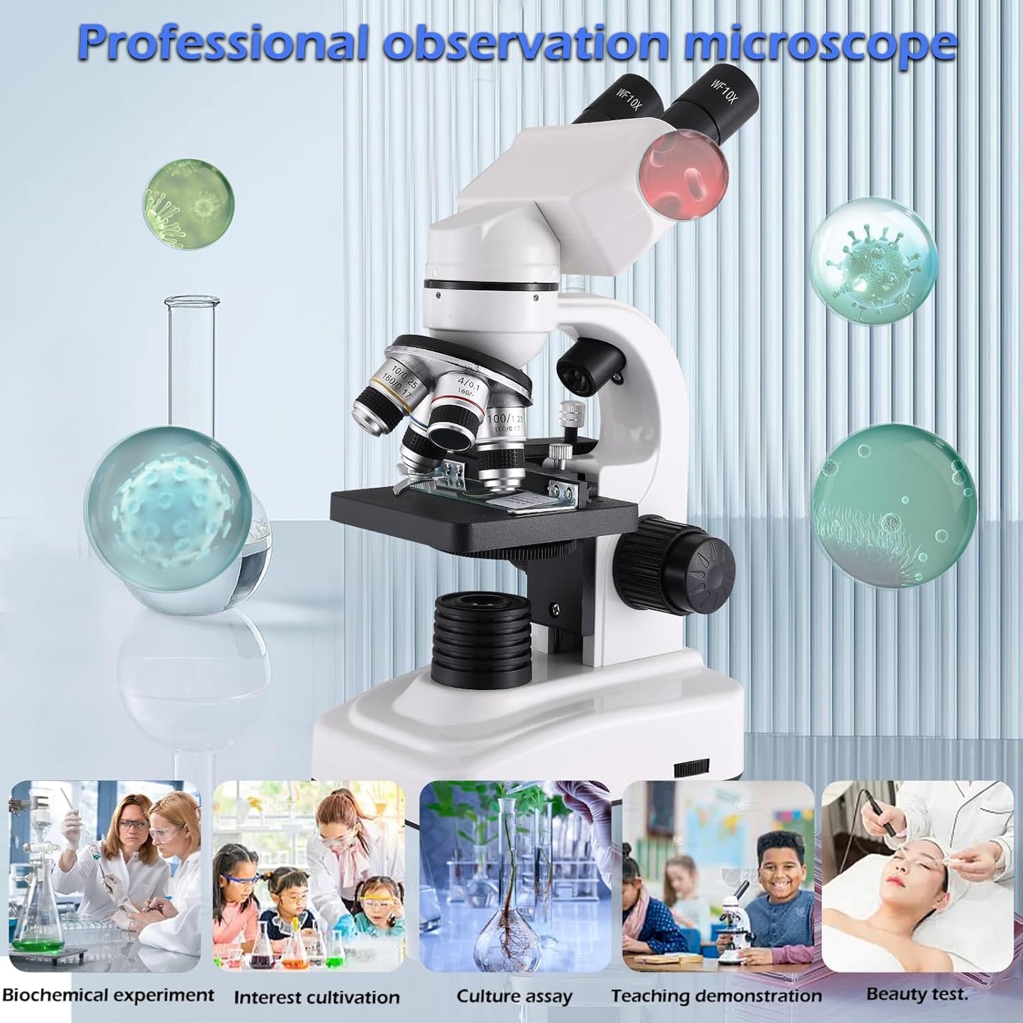 Compound Microscope,40X-2500X Research Class Professional Microscope,WF10x and WF25x eyepieces, Dual LED Lighting and Two-Layer Mechanical Stage,Microscope for Adults…