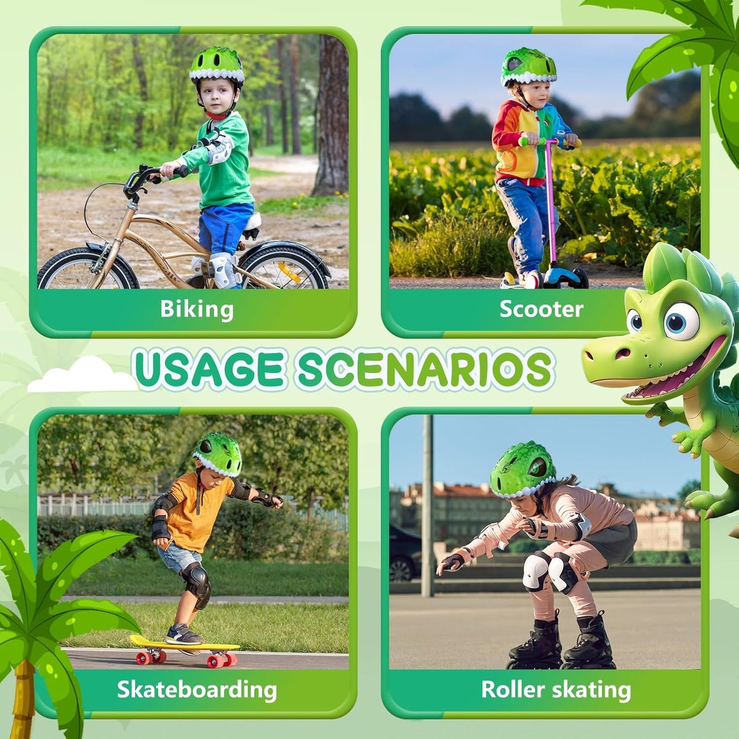 Toddler/Kids Bike Helmet Set for Boys Girls 3D Adjustable Kids Helmet Protective Gear Set Knee Elbow Wrist Pads and Multi-Sports Skateboard Scooter Cycling Roller Balance Bike