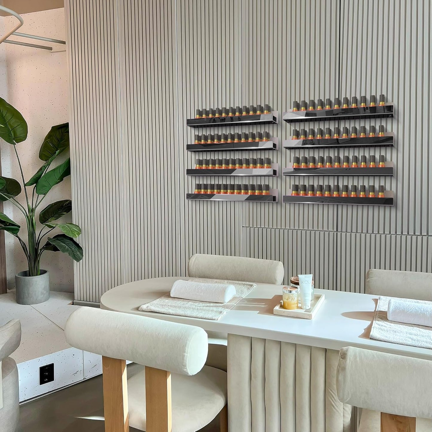 4 Pack 15 Inch Black Reflective Acrylic Shelves, Black Floating Shelves, Modern Sunglasses Essential Oil Picture Ledge Display Toy Storage Shelf