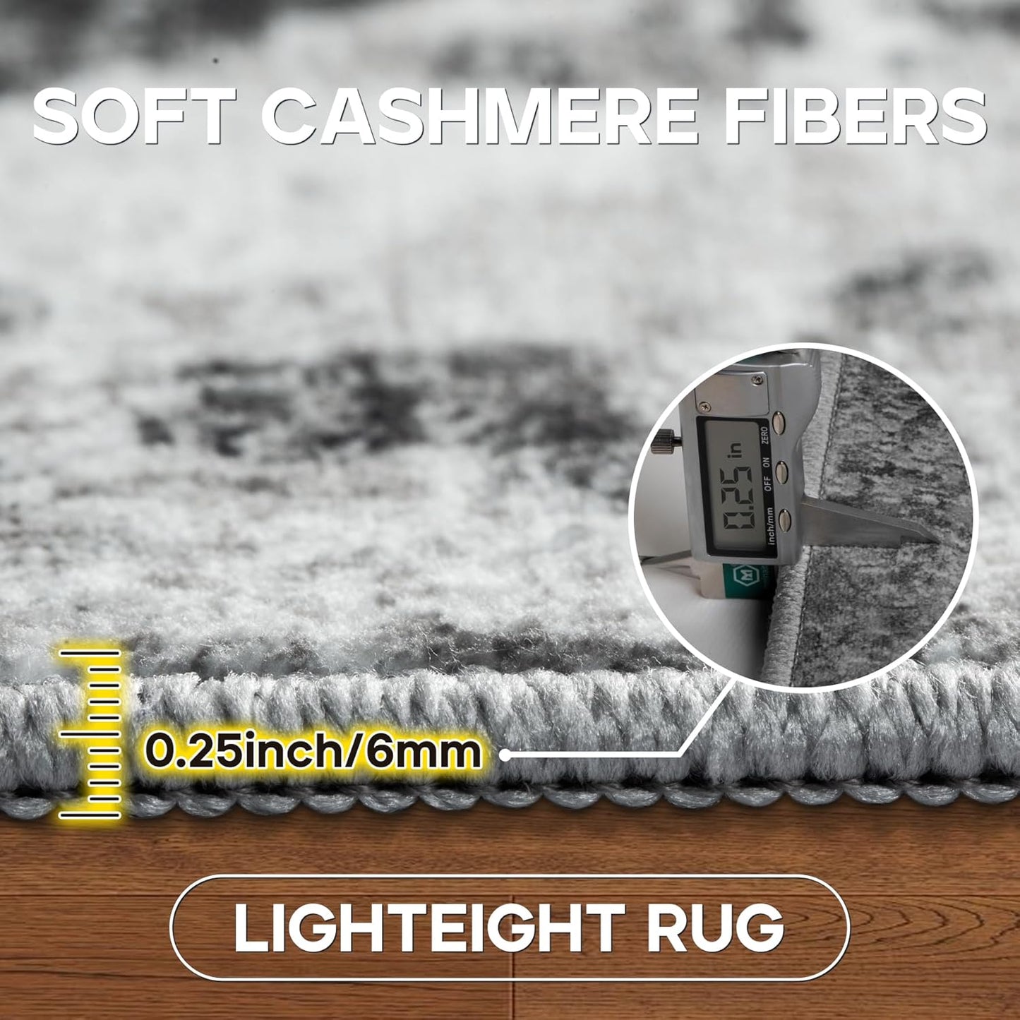 6x9 Area Rugs for Living Room Rug Washable: Modern Rug for Dining Room Bedroom Carpet Non Slip Low Pile 6 by 9 Indoor Abstract Nursery Home Office Black Grey