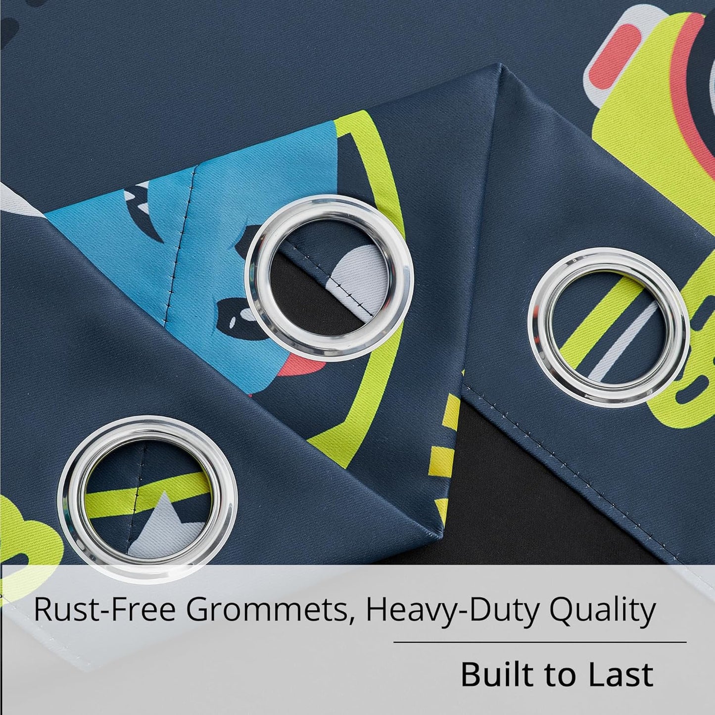 Kids Dinosaur Blackout Curtains - 2 Panels, Each W52*L96 with 100% Blackout, Thermal Insulated, and Noise Reducing, Perfect for Kids Room, Bedroom, Nursery