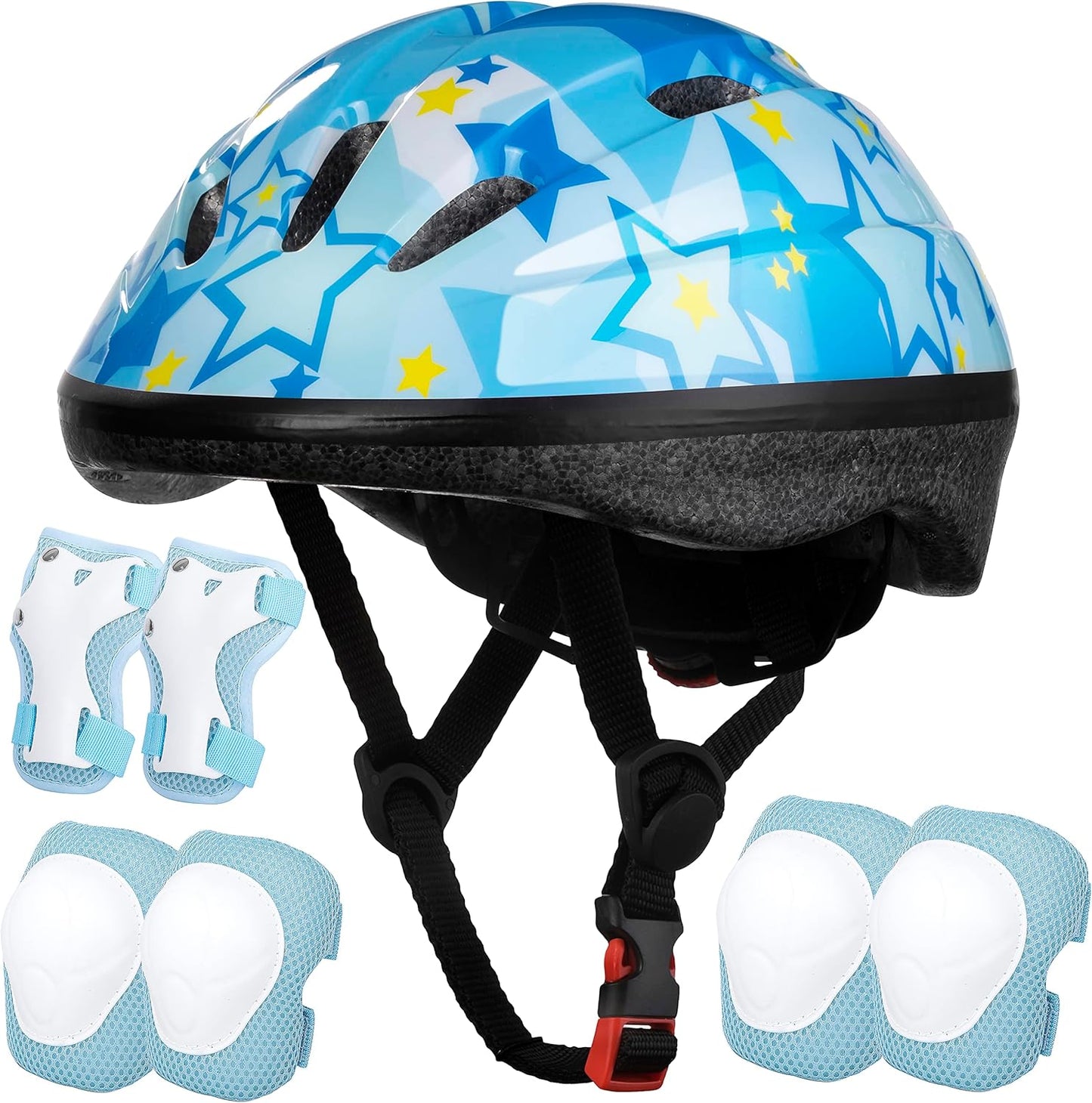 Kids Helmet Adjustable for Kids Ages 3-8 Years Old Boys Girls, Toddler Helmet with Protective Sports Gear Set Knee Elbow Pads Wrist Guards for Cycling Skateboard Scooter