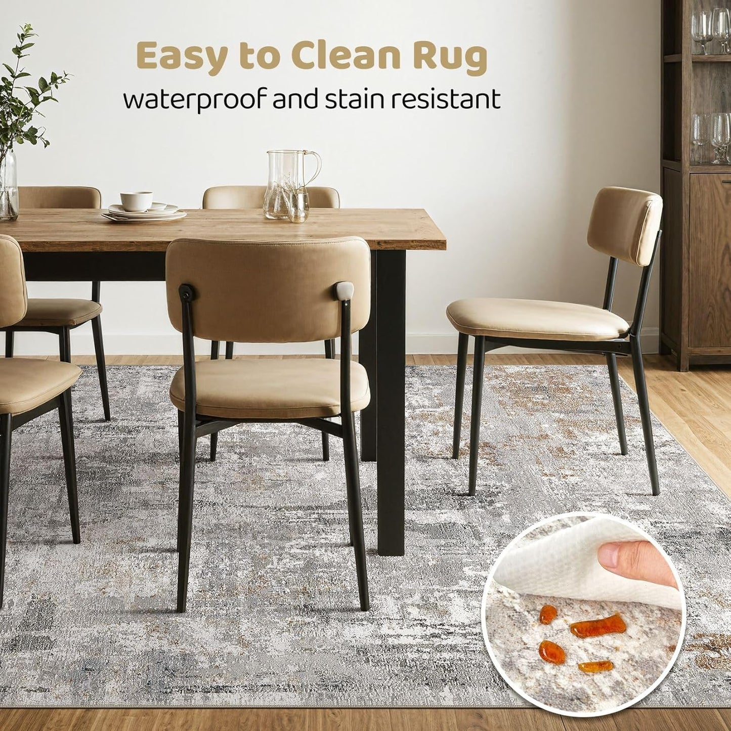 8x10 Area Rugs Living Room: Machine Washable Large Abstract Modern Soft Rug Stain Resistant Indoor Floor Non Slip Accent Carpet for Bedroom Nursery Playroom Office Dining Room Dorm- Gray Rust