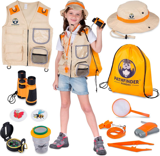 Kids Explorer Kit with Safari Vest & Hat for 3-12 Year Old Boys & Girls - Safari Costume Kids, Zoo Keeper, Paleontologist, Bug Kit & More - Giftable STEM Outdoor Explorer Kit for Kids + Bug Ebook