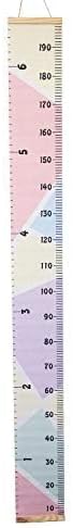 Kids Growth Chart, Wood Frame Fabric Canvas Height Measurement Ruler from Baby to Adult for Child's Room Decoration 7.9 x 79in (7.9 x 79in, Colorful)