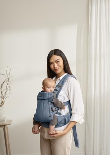 BabyBjörn Baby Carrier Harmony, Woven mélange, Blue | 3-in-1 Ergonomic Baby Carrier; Newborn, Facing-in, Outward-Facing, and Back Carrying Positions Supported (7-40 lbs), Newborn to Toddler