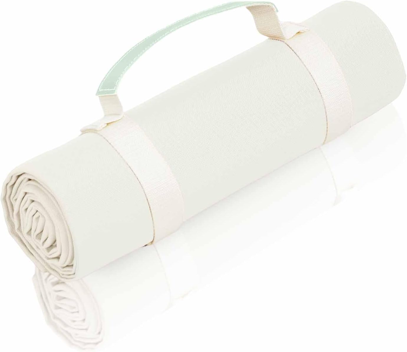 4’9” x 6’3” White Lightweight Water-Resistant Canvas Mat – Picnic, Outdoor, Beach, Park, Camping, Toy Mat