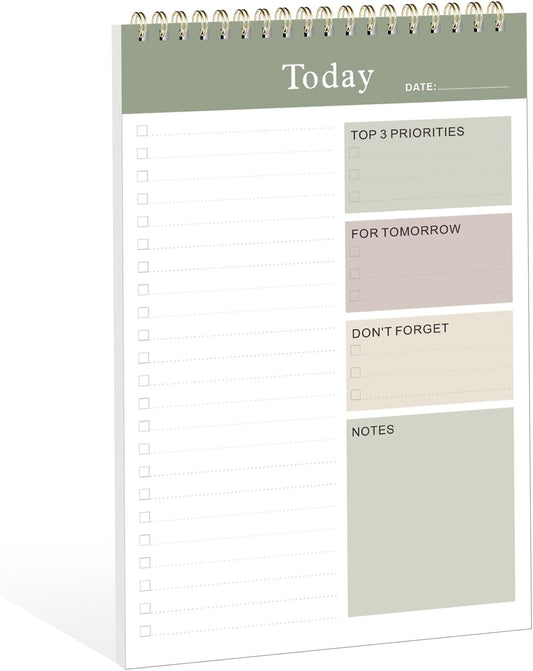 Weekly To Do List Notepad, Undated Planner with 52 Sheets (8.5''x11''), Desk Weekly Planner for Women & Man, Home School & Work (E-Green)